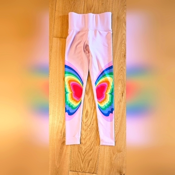 New Terez Psychedelic Rainbow Butterfly Wing Print Leggings Xs Nwot